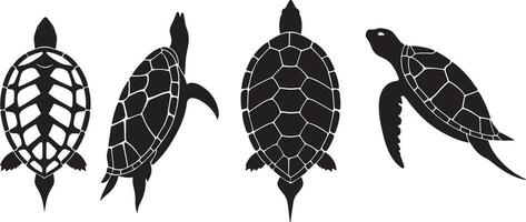 Set of a turtle silhouette vector