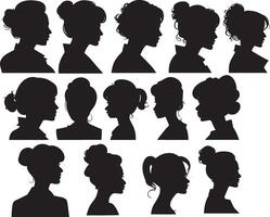 women id silhouette portraits set vector