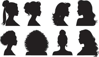 women id silhouette portraits set vector