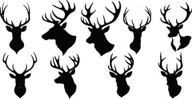 Set of a deer head silhouette vector