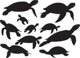 Set of a turtle silhouette vector