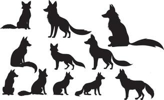 set of a fox silhouette vector