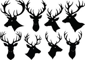 Set of a deer head silhouette vector