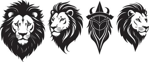 Set of a lion head silhouette vector