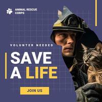 Animal Rescue Volunteer Template for Instagram Post