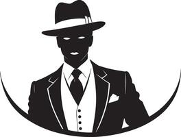 Stylized silhouette of gentleman isolated on white background. Vector illustration.