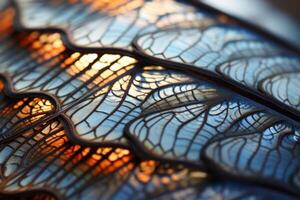 AI generated Close-up of intricate patterns on a butterfly's wing. Generative AI photo