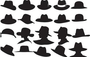 set of silhouettes hats vector illustration