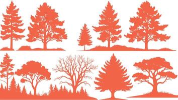 Vector silhouette of tree on white background.