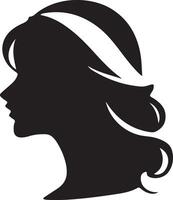 Black vector beautiful woman profile silhouette - fashion or beauty illustration