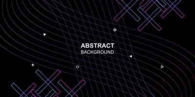 Abstract minimalist neon gradient lines shape geometric black background design vector