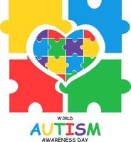 mundo autismo conciencia día póster antecedentes. rompecabezas amor concepto ilustración diseño vector