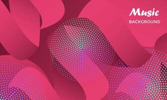 Music abstract halftone gradient pink 3d wave background vector