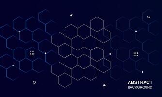 Smart digital technology architecture abstract hexagon line element style dark blue background design vector