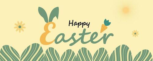 Happy easter day template background banner poster with easter eggs illustration vector design