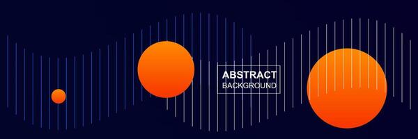 Abstract line art with circle shape orange gradient color fantasy dark blue background illustration design vector