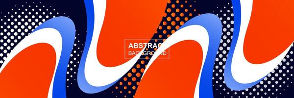 Abstract fluid shapes gradient composition with halftone dark blue banner template vector background