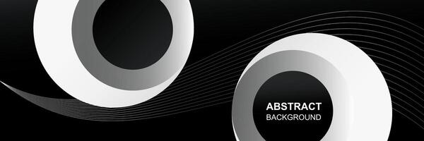 Abstract circle dotted white 3D shape concept black banner template background vector design