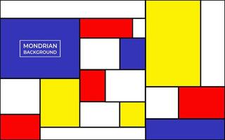 Mondrian art style abstract pattern red blue yellow white background vector