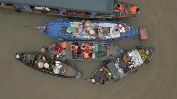 Traditional Floating Market On The Mekong Delta In Vietnam. video