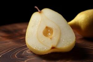 AI generated A juicy slice of pear with a delicate flavor. Generative AI photo