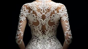 AI generated Intricate lacework on a wedding dress. Generative AI photo