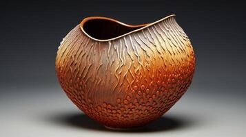 AI generated Clay pottery with textured surface. Generative AI photo