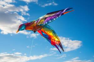 AI generated A close-up of a colorful kite flying high. Generative AI photo