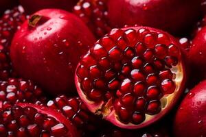 AI generated A close-up of vibrant pomegranate seeds. Generative AI photo