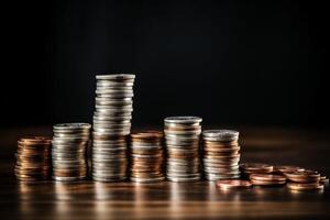 AI generated A stack of coins with a concept of savings. Generative AI photo