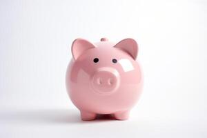 AI generated A cute piggy bank on a white background. Generative AI photo