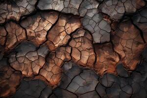 AI generated Abstract patterns formed by the earth's deep cracks and fissures. Generative AI photo