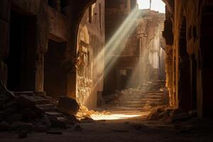 AI generated Interplay of light and shadow on an ancient ruin. Generative AI photo