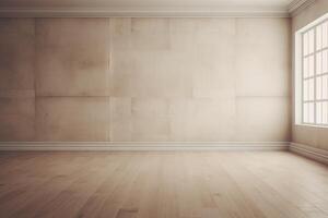 AI generated Empty room with neutral tones for mock ups. Generative AI photo