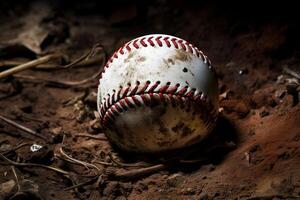 ai generado un béisbol capturado en de cerca como eso hojas el murciélago. generativo ai foto