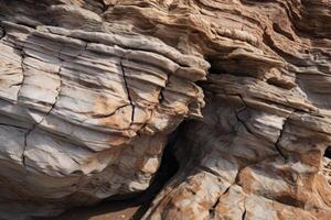 ai generado un cerca arriba de un resistido y elástico rock formación, conformado por el efectivo de naturaleza. generativo ai foto