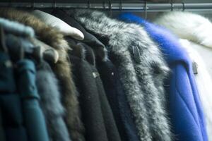 AI generated Luxurious fur coat display Close up of mink fur in store photo