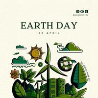 Green Illustrated Earth Day Instagram Post template