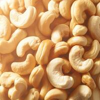 AI generated Natural cashew display Organic cashews without shells on background For Social Media Post Size photo