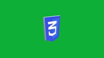 Animated Cascading Style Sheets Logo Design with Green Screen for Your Projects video