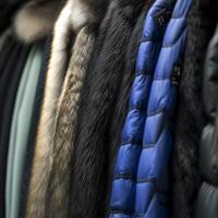 AI generated Luxurious fur coat display Close up of mink fur in store For Social Media Post Size photo