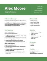 green white simple graphic design resume template