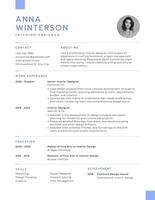 Blue White Minimalist Interior Designer Resume template