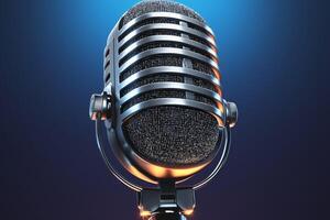 AI generated Audio excellence Realistic 3D illustration of silver microphone model photo