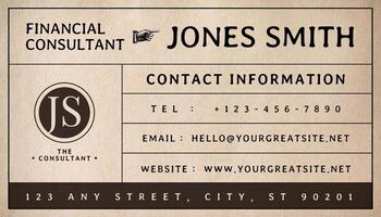 Vintage Financial Consultant Business Card Template