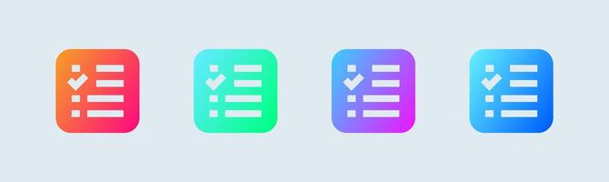 List solid icon in gradient colors. Checklist signs vector illustration.