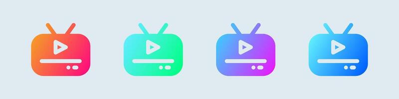 Tv solid icon in gradient colors. Television signs vector illustration.