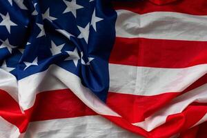 Closeup of rippled American flag photo