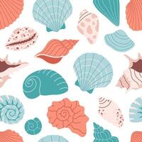 Seamless pattern with sea shells, mollusks, starfish, sea snails. Summer seamless pattern vector