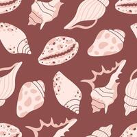 Seamless pattern with sea shells, mollusks, starfish, sea snails. Summer seamless pattern vector